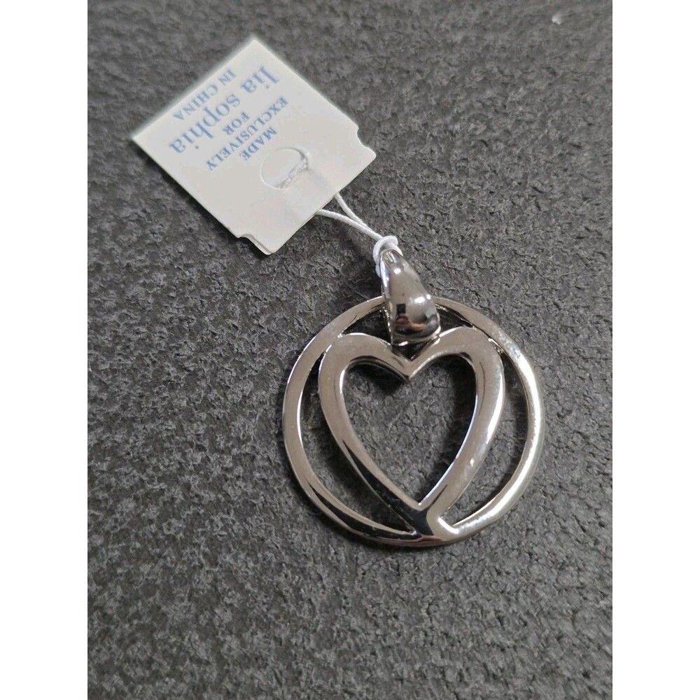 Lia Sophia Pendant Only Silver Tone Heart Cutout in Circle